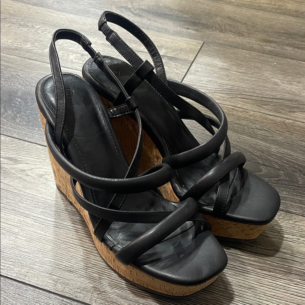 Black Wedge Sandals